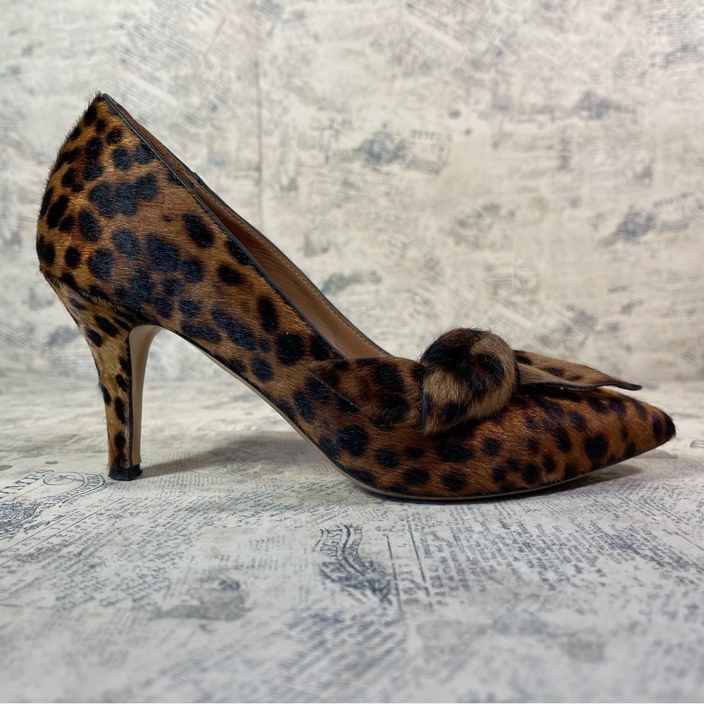Isabel Marant Toile Poppy Leopard Print Calf Hair Pumps Bow Heels Made In Italy